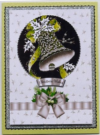 Vintage Bells in Silver with Holly & Bow A4 by Selina Dittmann
