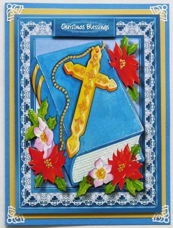 Beautiful Cross, Bible, and Poinsettias  by Selina Dittmann