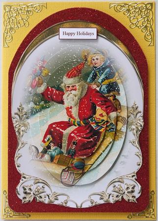 Sledging Santa Arched Stacker Topper by Selina Dittmann