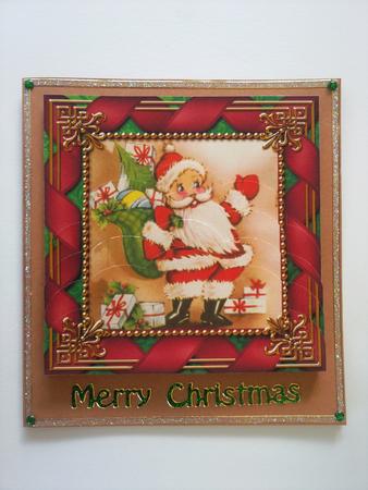 Cute Santa Ribbon One Edge Scallop Bottom Stacker by Selina Dittmann