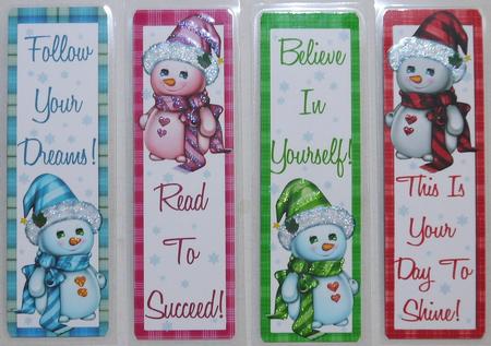 Christmas Snowmen Bookmarks Book Marks Plaid Tartan by Selina Dittmann