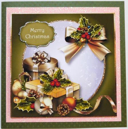 Golden Christmas Presents Snow Globe 8x8 Quick Topper by Selina Dittmann