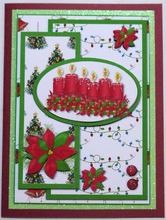 Oval Sketch Card - Candles and Poinsettias by Selina Dittmann