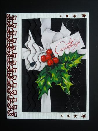 Christmas Black Holly Scallop Edge Pyramid Toppers by Selina Dittmann