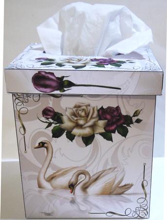 Swans & Roses 2 Tissue Box Cover by Selina Dittmann