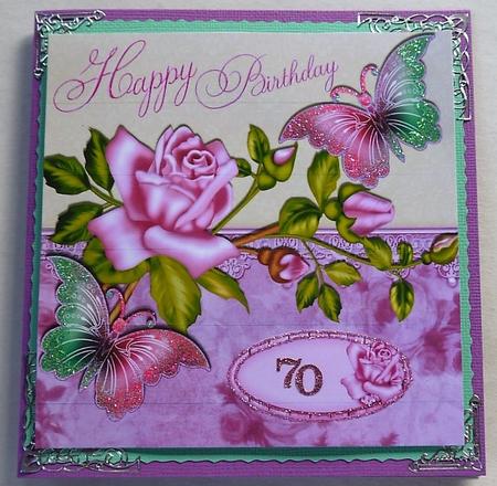 Pretty Pink Roses with Butterflies and Lace 8x8 by Selina Dittmann