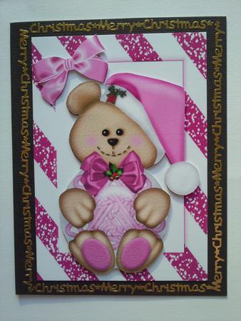 Cute Little Pink Bear with Pink Bow by Selina Dittmann