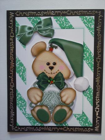 Cute Little Green Bear with Green Bow by Selina Dittmann