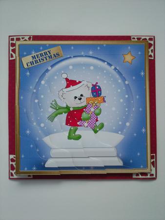 Xmas Teddy Snowglobe Wavy Corner Side Stacker Topper by Selina Dittmann