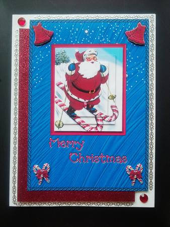 Candy Cane Skiing Santa by Selina Dittmann