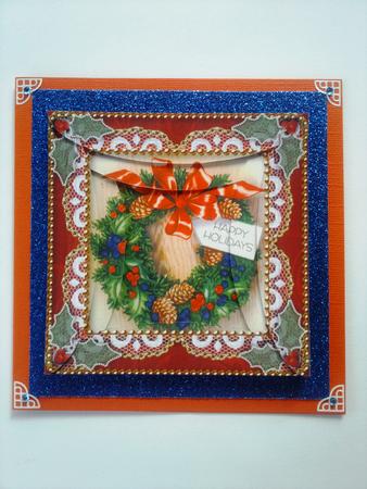 Christmas Wreath Square Spiral Rounded Edge Stacker by Selina Dittmann