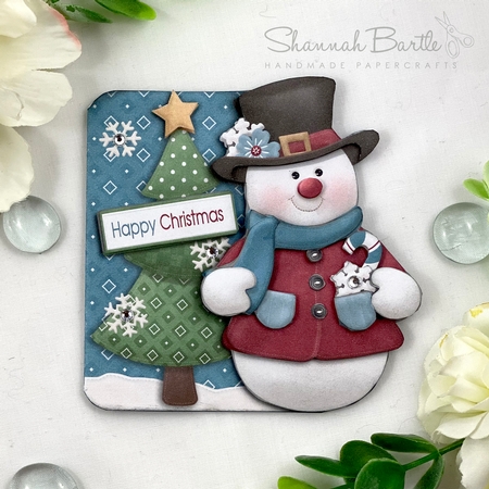 Jolly Snowman 5.75 Inch Shaped Decoupage Card & Insert by Shannah Bartle