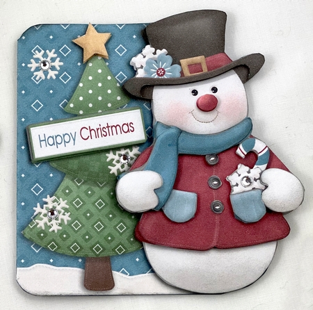 Jolly Snowman 5.75 Inch Shaped Decoupage Card & Insert by Shannah Bartle
