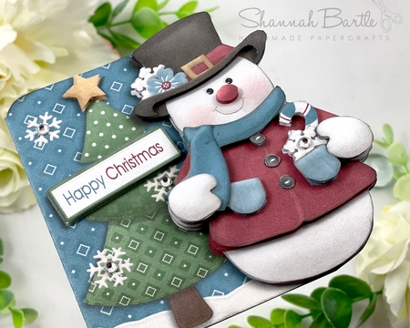 Jolly Snowman 5.75 Inch Shaped Decoupage Card & Insert by Shannah Bartle