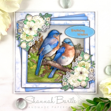8x8 Mini Kit ,Beautiful Bluebirds and White Roses by Shannah Bartle