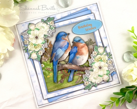 8x8 Mini Kit ,Beautiful Bluebirds and White Roses by Shannah Bartle