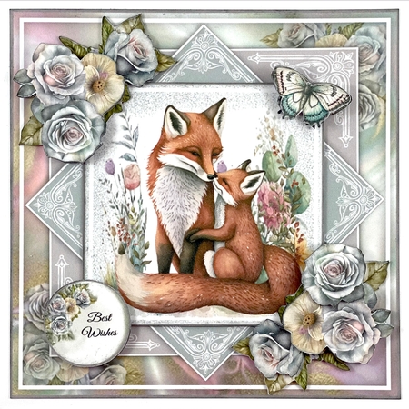 Mommy Fox And Cub Mini Page Kit by Shannah Bartle