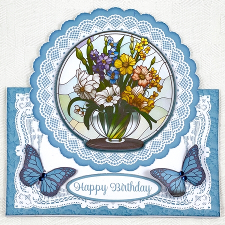 Stained Glass Floral All Occasions 7 x 7 Shaped Card by Shannah Bartle