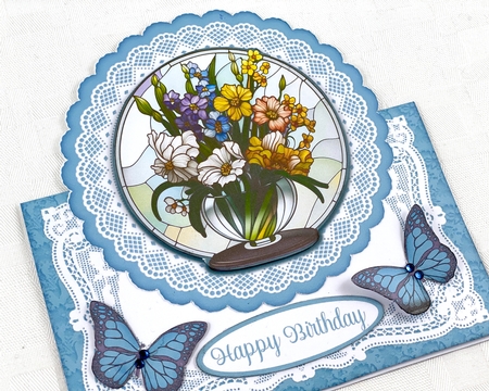 Stained Glass Floral All Occasions 7 x 7 Shaped Card by Shannah Bartle