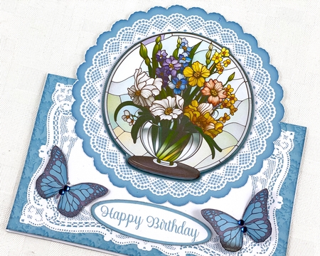 Stained Glass Floral All Occasions 7 x 7 Shaped Card by Shannah Bartle