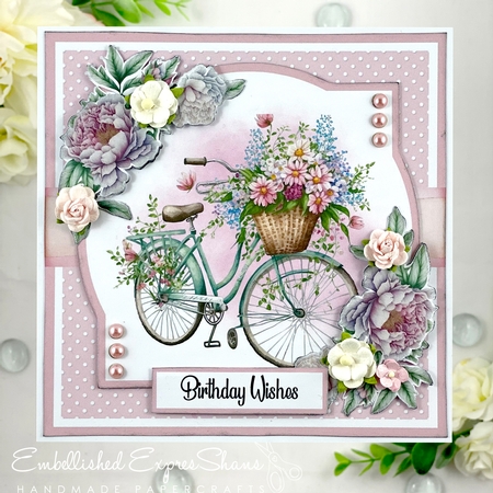 Floral Bicycle #2 (7x7 inch square card kit) by Shannah Bartle