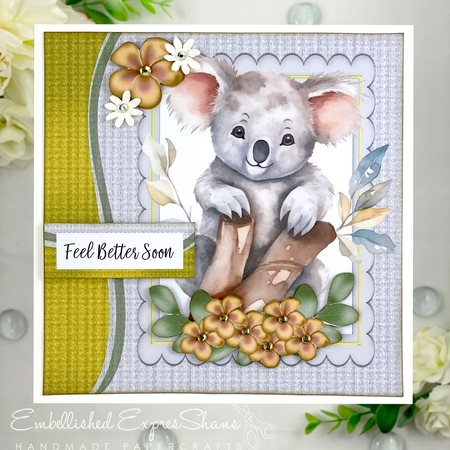 Cute Koala Bear With Yellow Flowers 8x8 (three) by Shannah Bartle