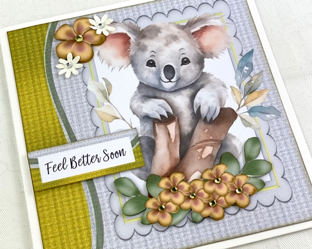 Cute Koala Bear With Yellow Flowers 8x8 (three) by Shannah Bartle