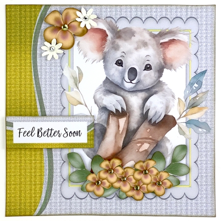 Cute Koala Bear With Yellow Flowers 8x8 (three) by Shannah Bartle