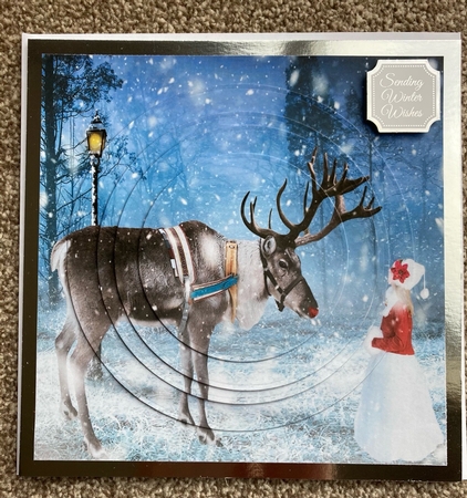 Yule Tide Magic 254 - Meeting Rudolph - 3D Pyramid/pyrimage + Insert & Gift Tag by Sharon Brooks