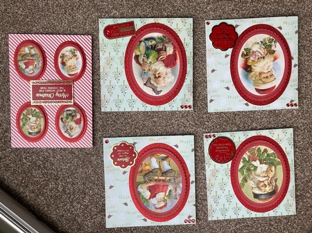 4 Vintage Santa oval toppers by Sharon Brooks