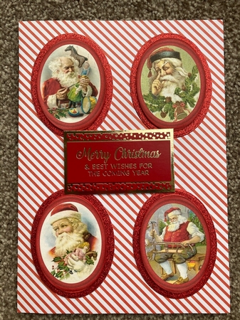 4 Vintage Santa oval toppers by Sharon Brooks