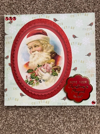 4 Vintage Santa oval toppers by Sharon Brooks