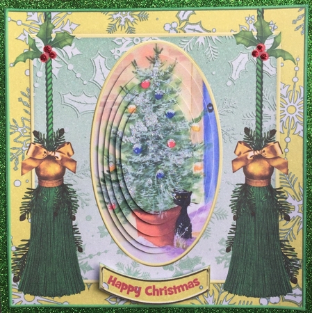 Black Cat & Christmas Tree by Sharon Brooks