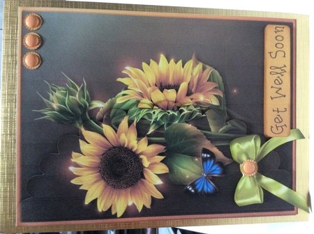 Sunflowers get well soon mock envelope card sheet by Sharon Brooks