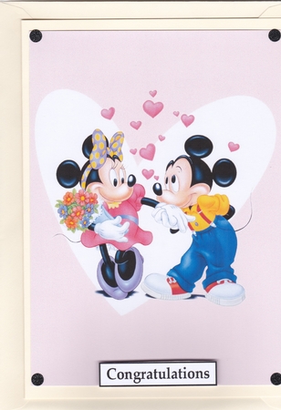 Mickey Mouse and Minnie in Love A5 Quick Card by Sharon Evans