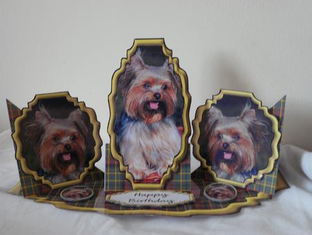 Triple Twist Easel Card - Yorkshire Terrier by Sharon Evans