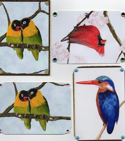 Birds Original Artwork Atcs by Sharon Evans