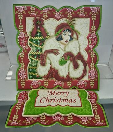 Christmas Art Deco Lady in Red Easel Card Kit by SHARON CHAMBERLIN