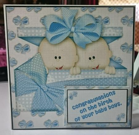 Twin Boys Exploding Card by SHARON CHAMBERLIN