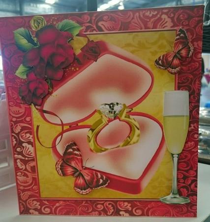Beautiful Gold Engagement Ring in Red Box 8x8 by SHARON CHAMBERLIN