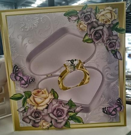 Beautiful Gold Engagement Ring with Roses 8x8 by SHARON CHAMBERLIN
