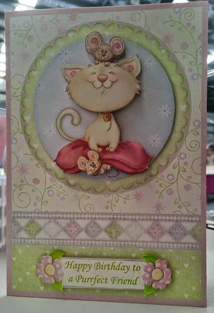 Purrfect Friend Card Topper & Decoupage by SHARON CHAMBERLIN