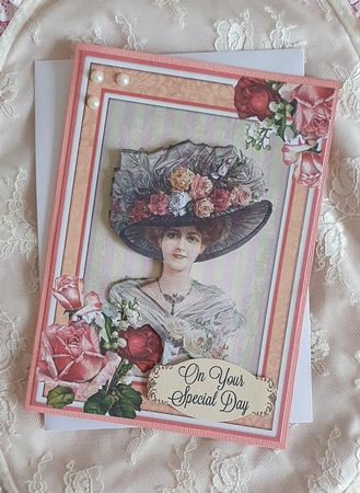 Victorian Hat Lady 02 Card Front by Sharon Clifford
