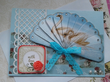 Swans on the Lake - Fan Sheet by Sharon Clifford