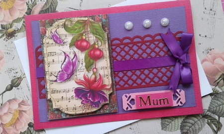 Fuschias & Butterflies Sheet Music Plaque by Sharon Clifford