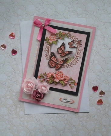 Beautiful Pink Roses & Butterflies by Sharon Clifford