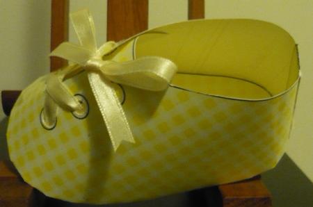 Beautiful Lemon Gingham Baby Shoe Keepsake by Sharon Goodridge