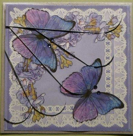 Butterflies and Flowers on Lace Fan Pyramage Topper Featured Gallery Photo