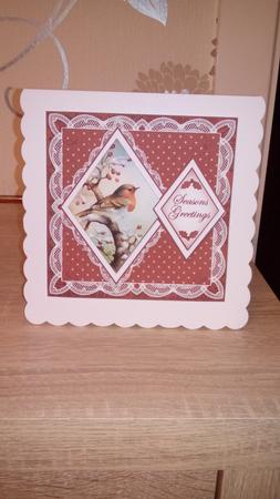 Red Robin Seasons Greetings 7in Double Diamond Topper by Sharon Mc Gahern