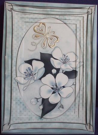 A4 Apple Blossom in Powder Blue Tunnel Card Kit by Sharon Scott